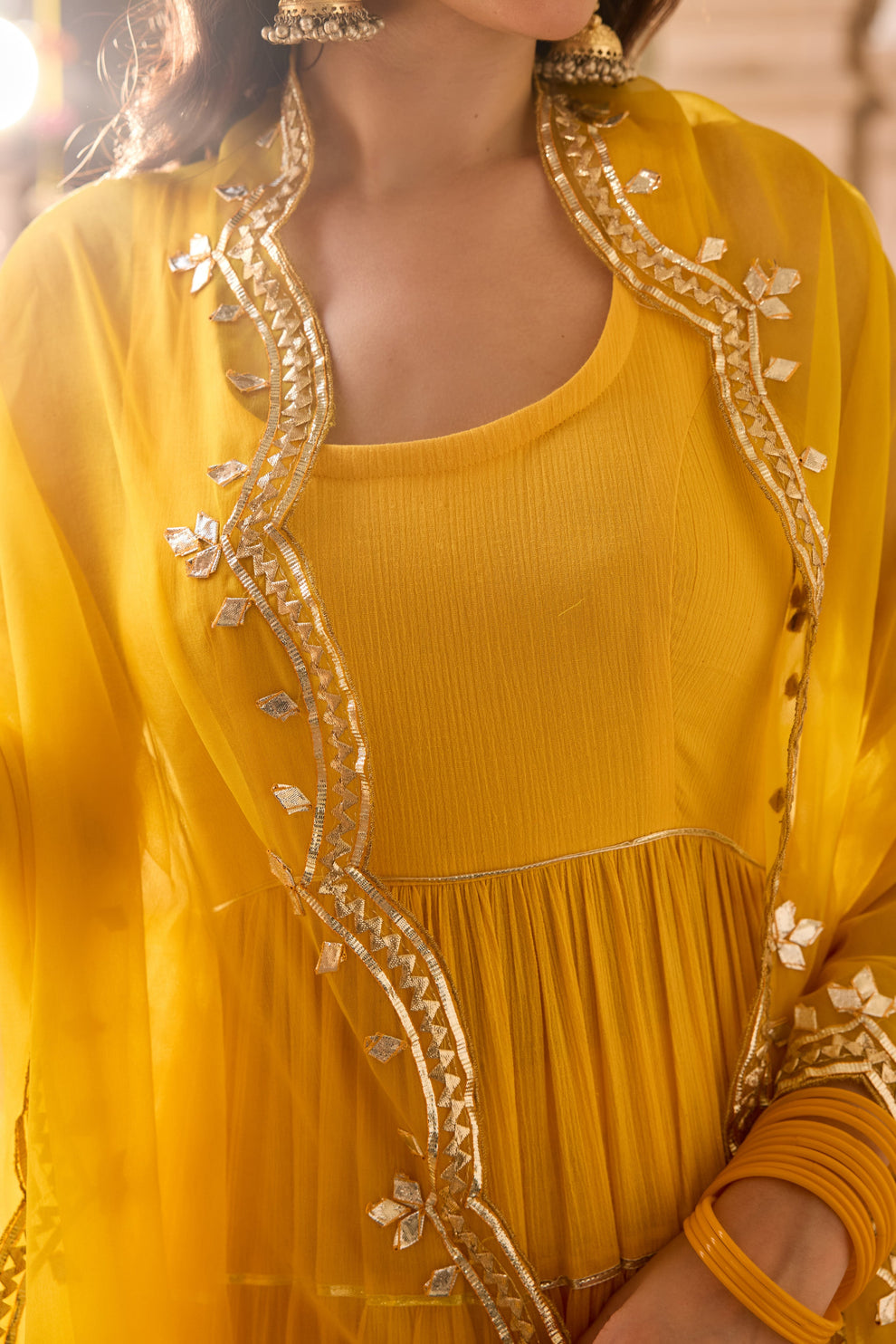 Turmeric yellow Anarkali Suit Set