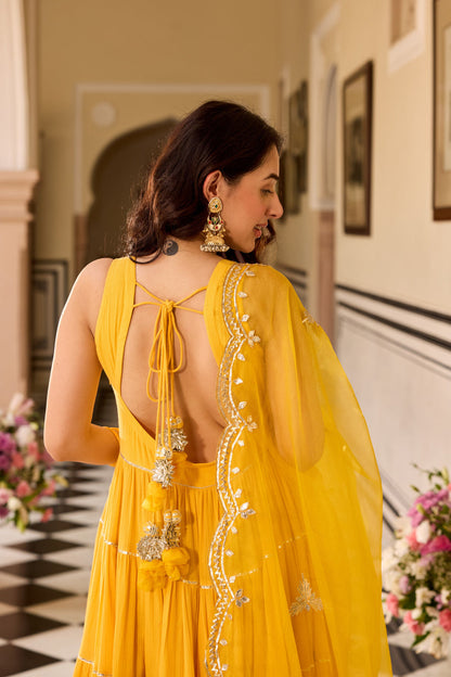 Turmeric yellow Anarkali Suit Set