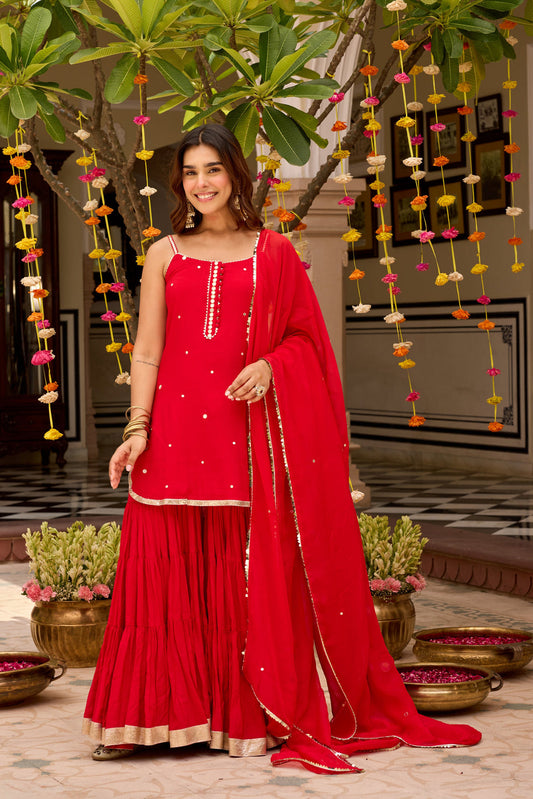 ISHQ RED SHARARA SET