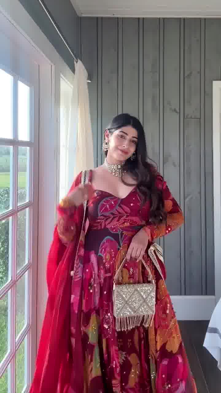 Teal Elegance Raw Silk Gota Work Anarkali Set