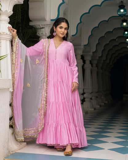 Blush Pink Anarkali Suit Set