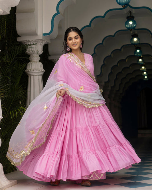 Blush Pink Anarkali Suit Set