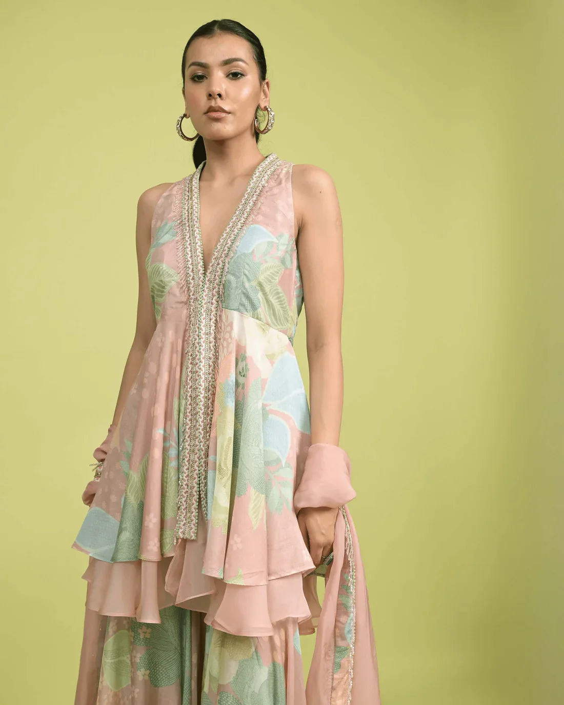 Blush pink misty rose peplum and pant set