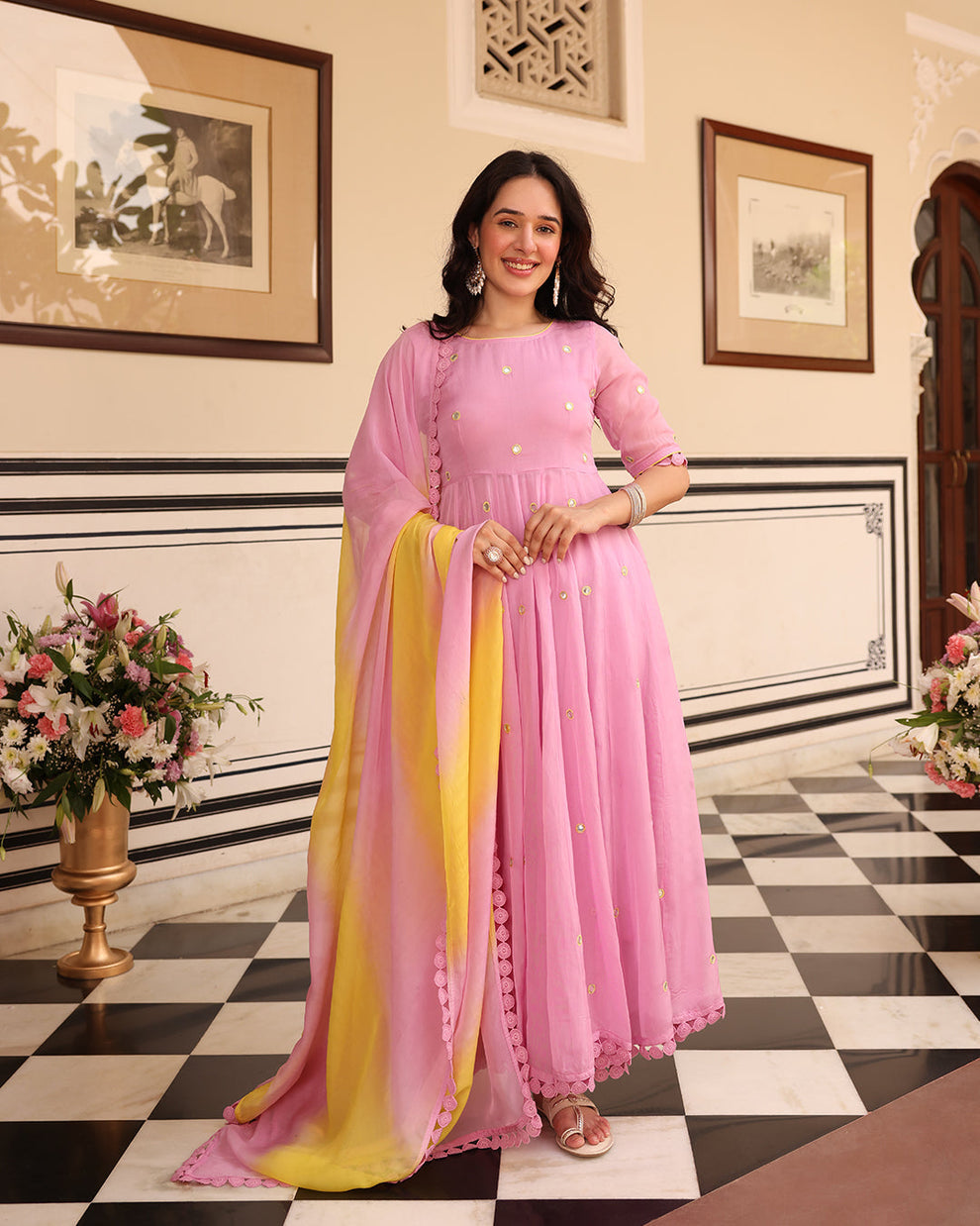 SUNEHRI Light Pink Suit Set