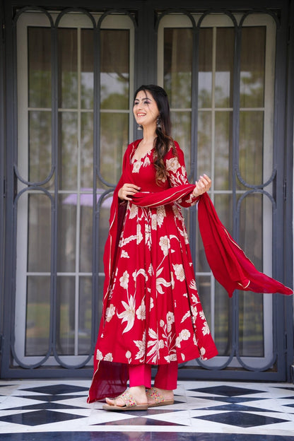 Flame Lily Red Suit Set