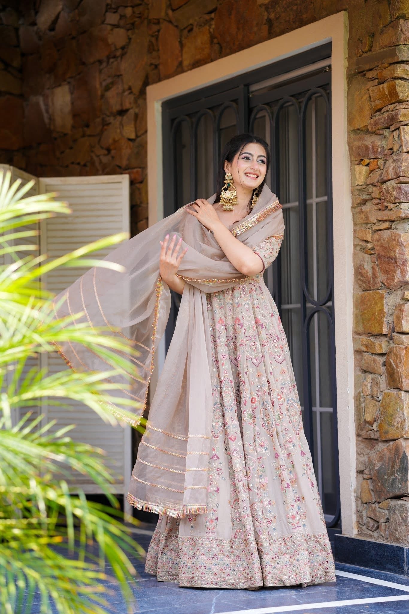 Neerja Heavy Beige Maxi Set