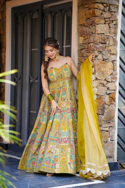 Dastaan Yellow Maxi Set
