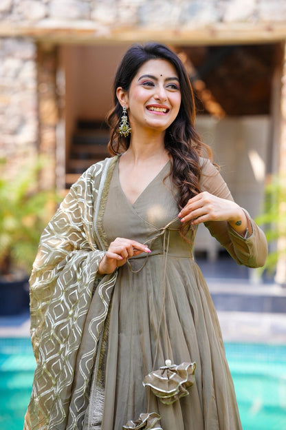 Rustic Rajwada Olive Kurta Set