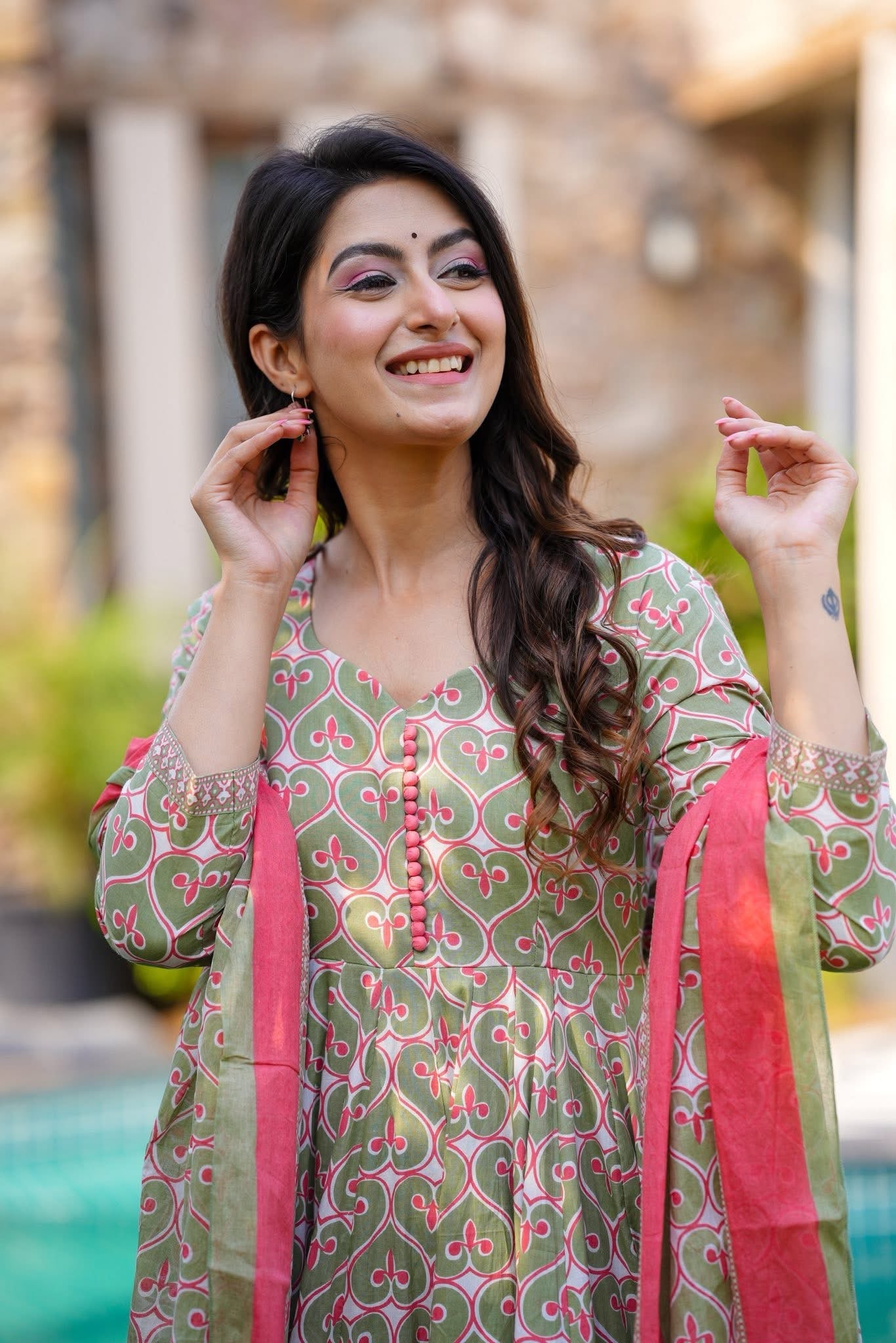 Floral Drape Cotton Suit Set