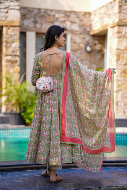 Floral Drape Cotton Suit Set