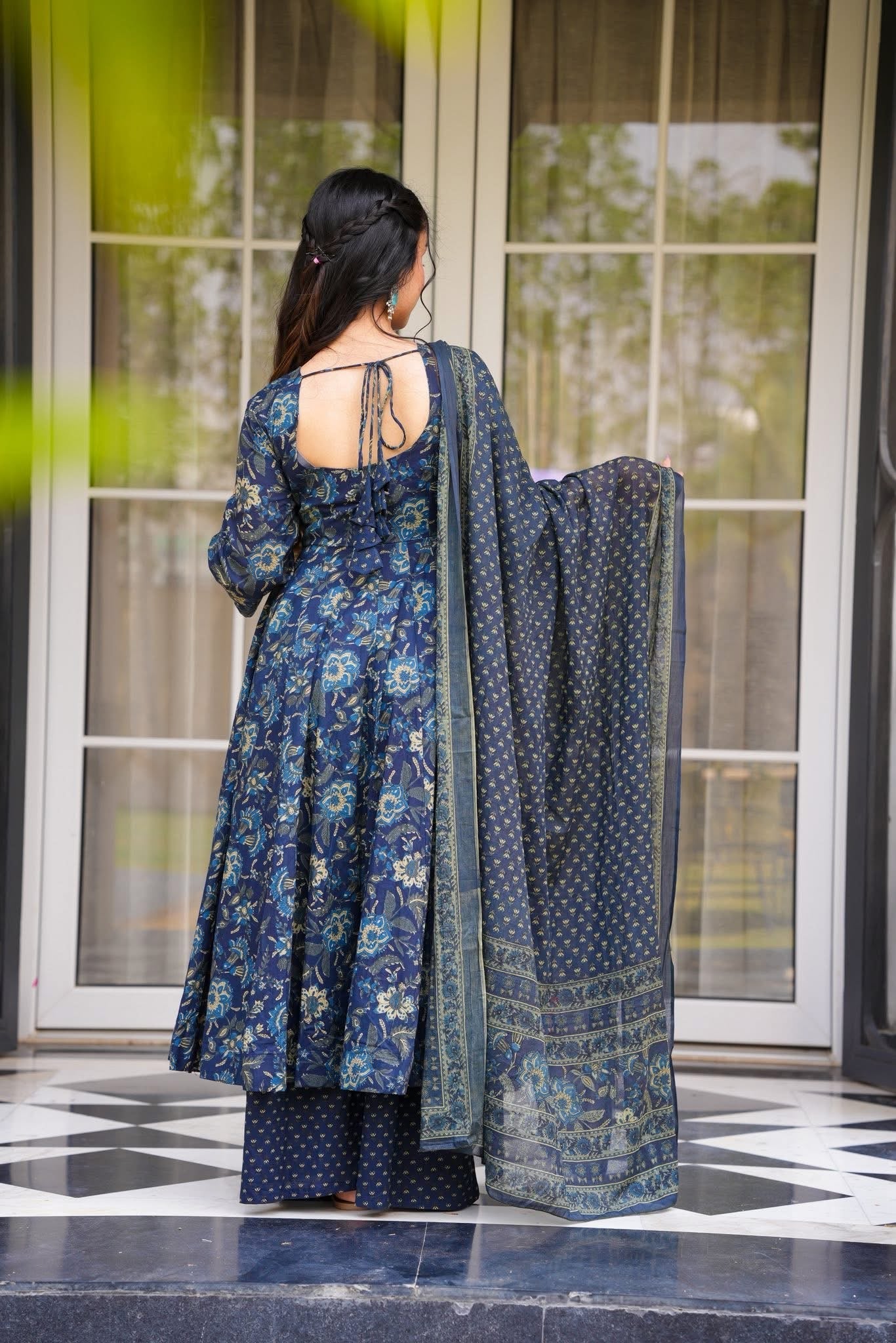 Indigo Reverie Cotton Suit Set