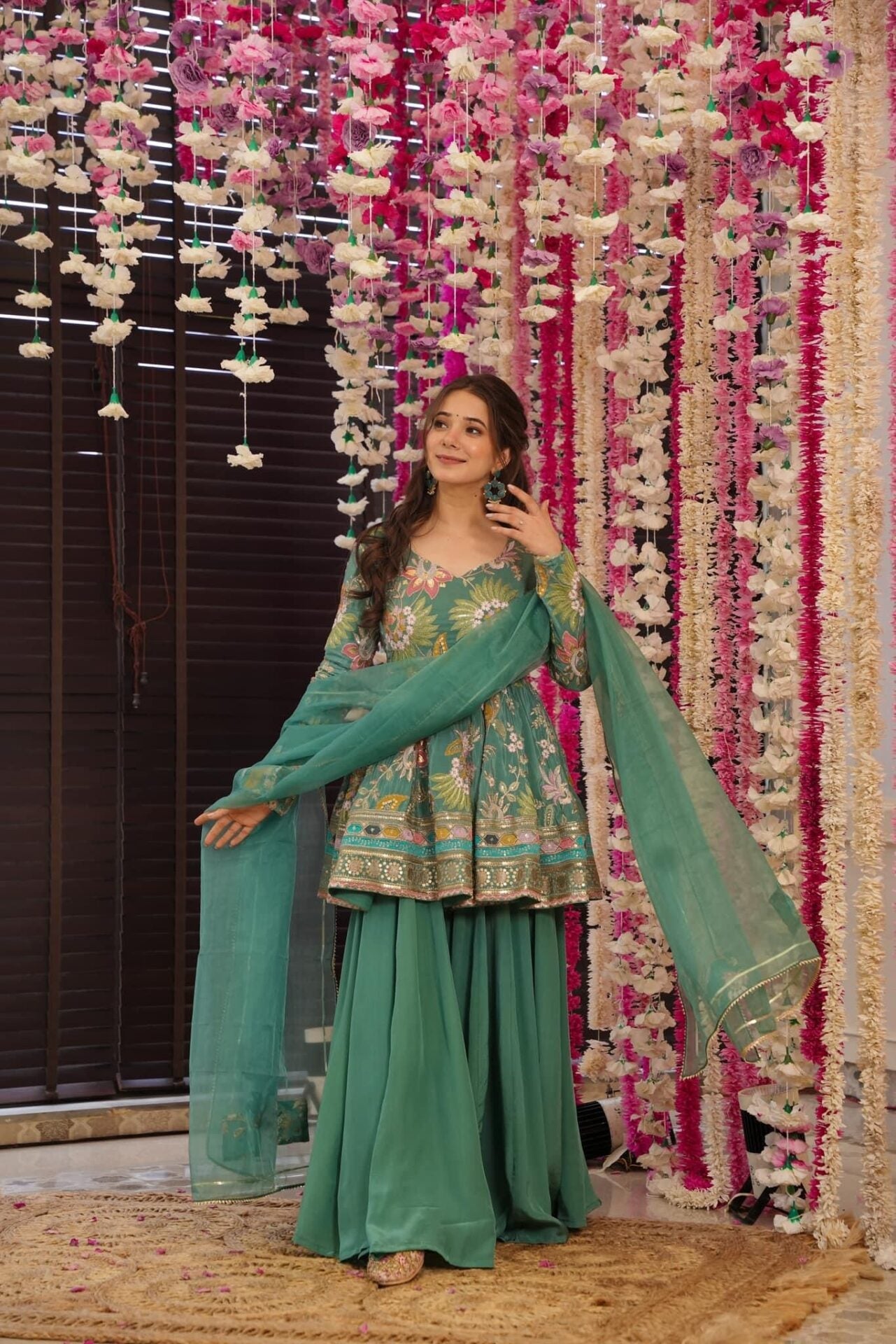 Stella green embroidered suit set