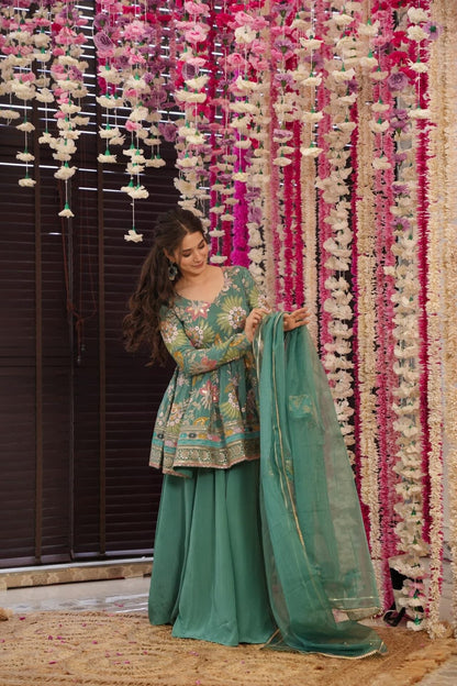 Stella green embroidered suit set