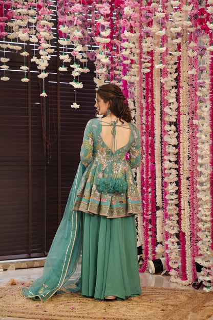 Stella green embroidered suit set