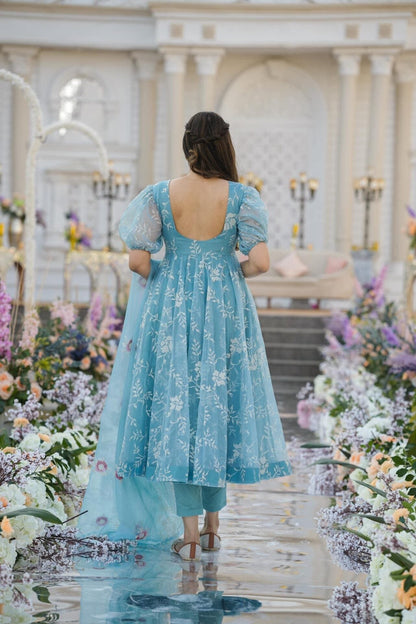 Akayda blue organza suit set