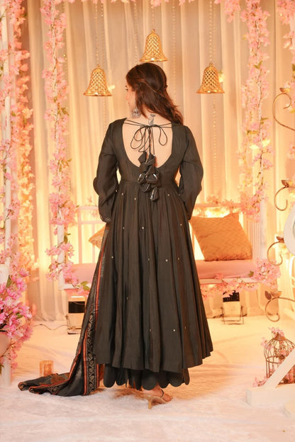 Charcoal Veil muslin suit set