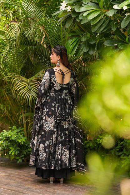 Mehrunissa Black Cotton Suit Set