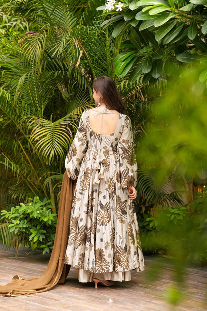 Beige Fern Cotton Suit Set