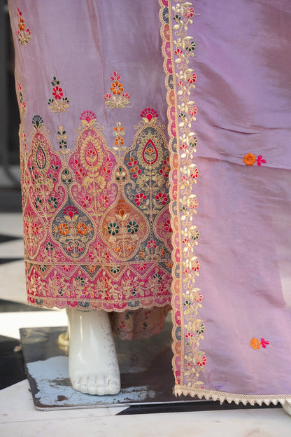 Silken Lilac Unstitched Suit Set