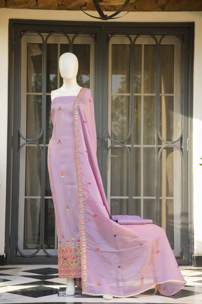 Silken Lilac Unstitched Suit Set