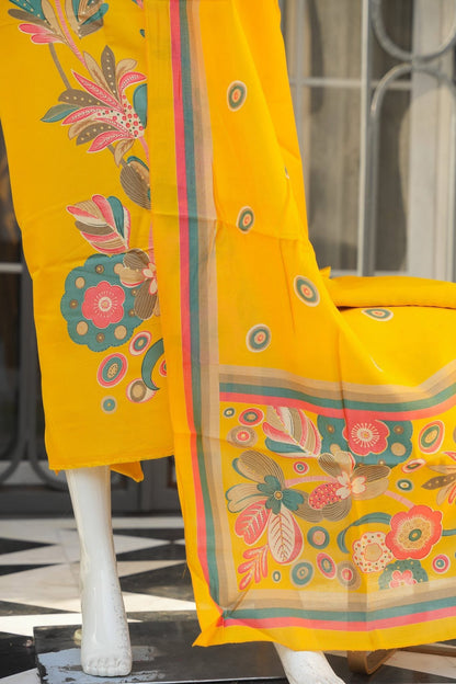 Riwaayat Mustard Unstitched Suit Set