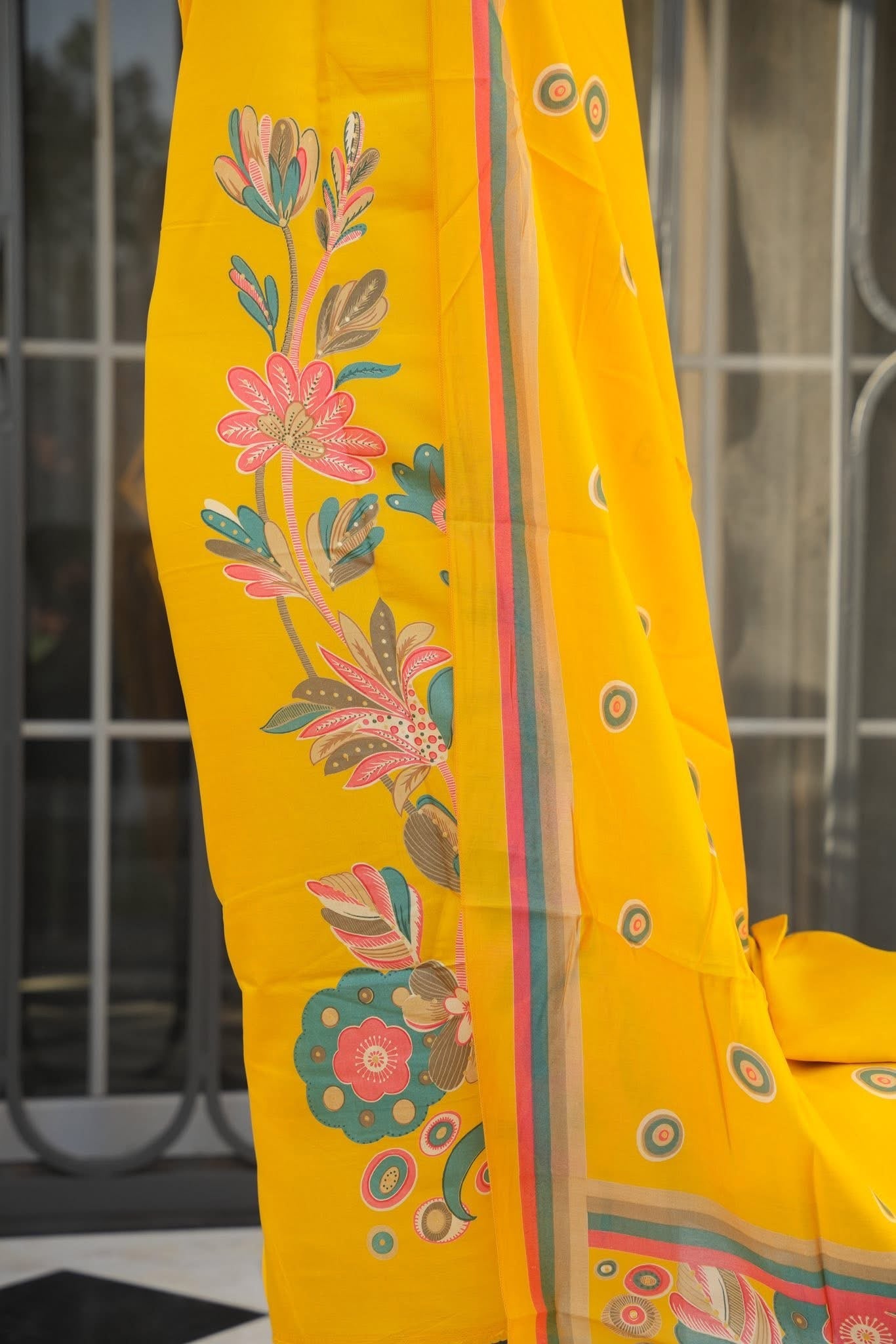 Riwaayat Mustard Unstitched Suit Set