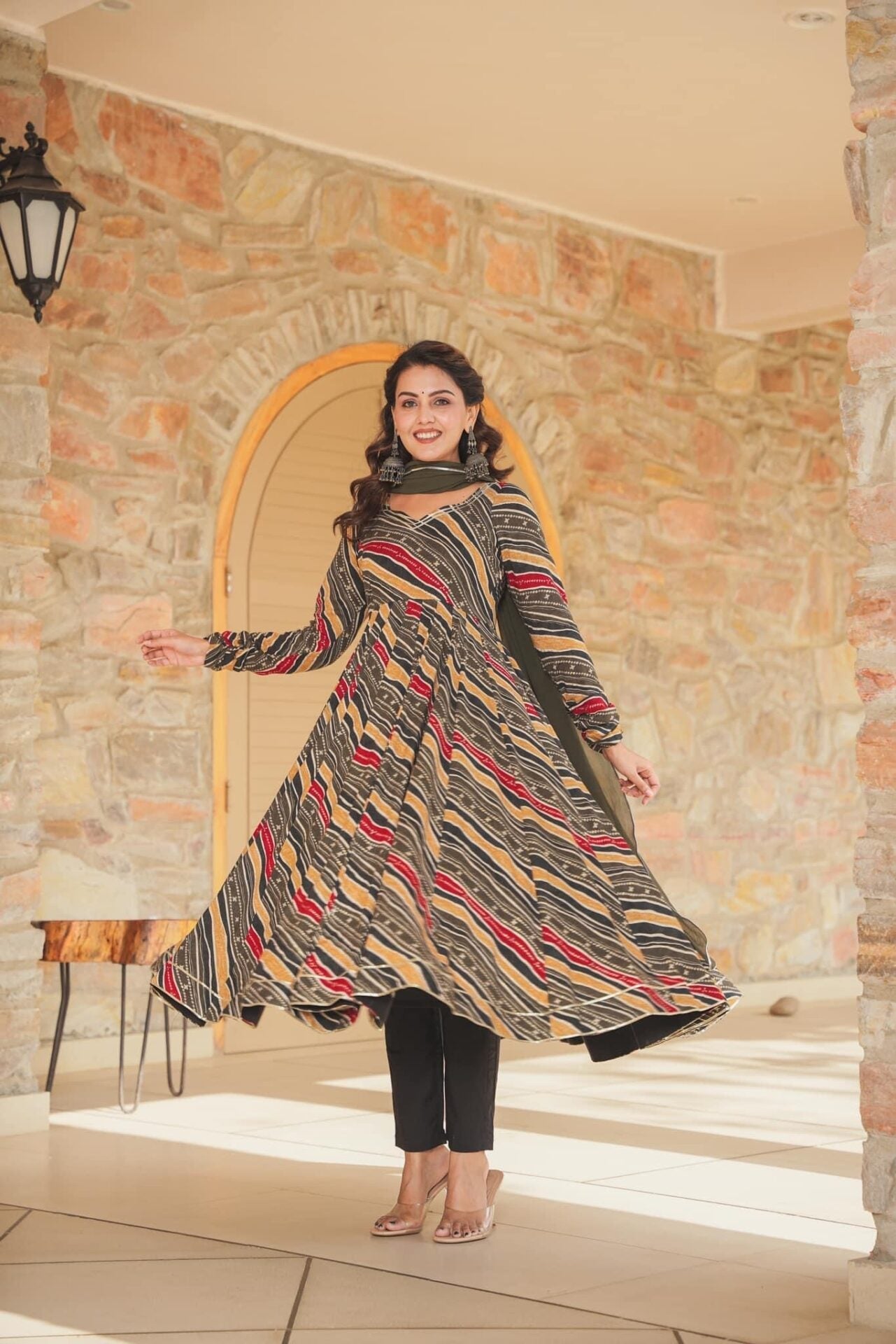 Black Designer Romi Rayon Suit Set with Dupatta