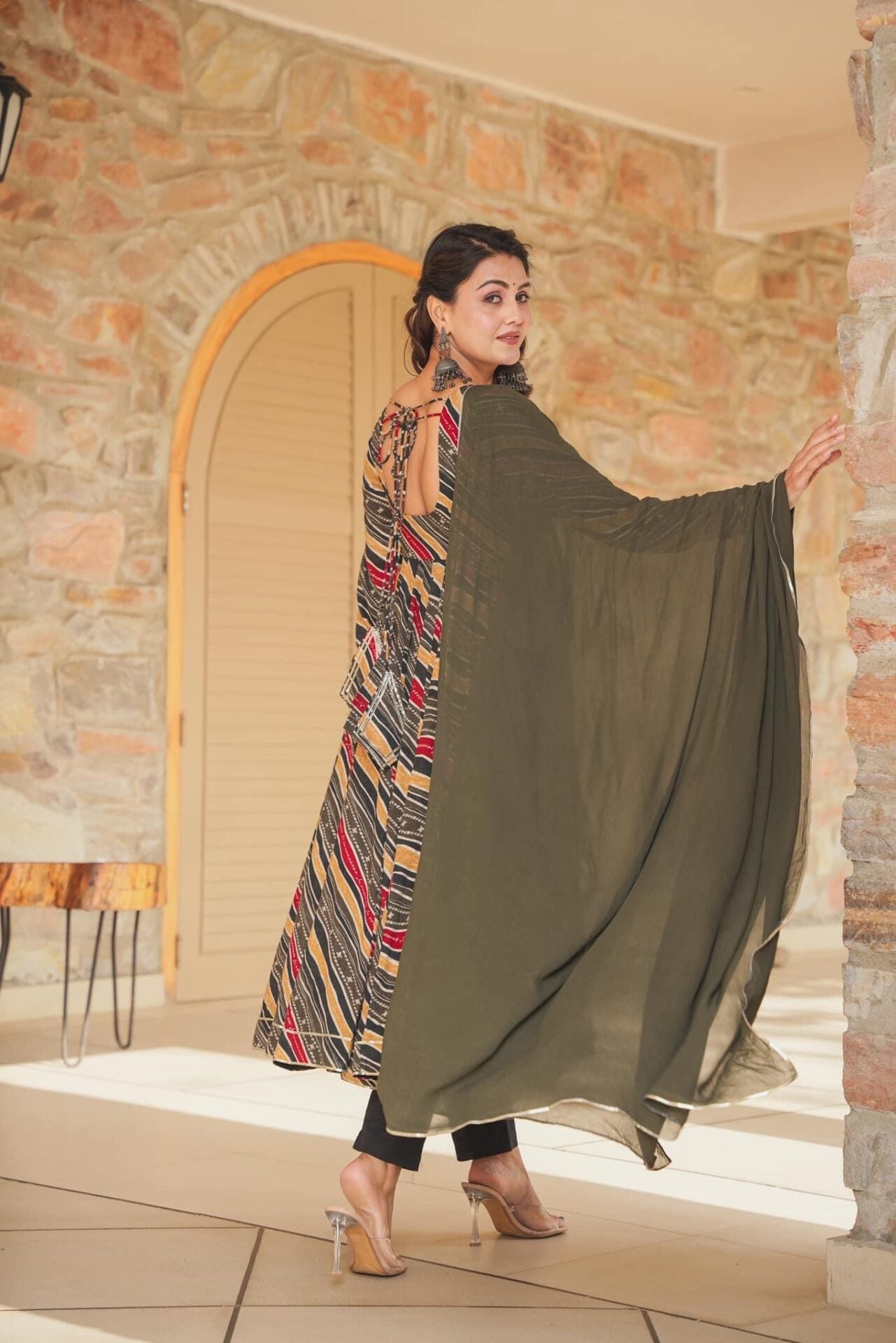 Black Designer Romi Rayon Suit Set with Dupatta