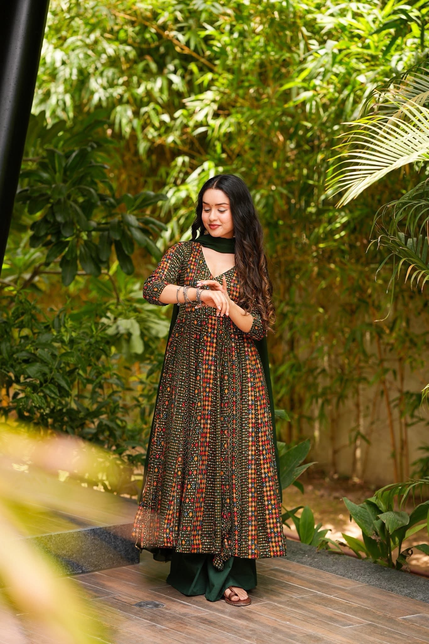 Rehira Emerald Rayon  Suit Set