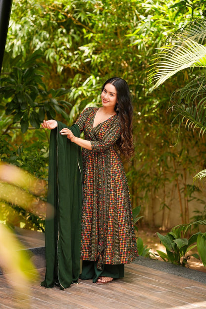 Rehira Emerald Rayon  Suit Set