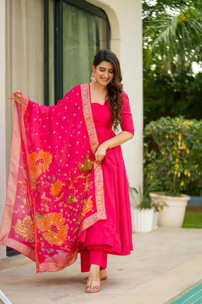 Ekantha pink silk suit set