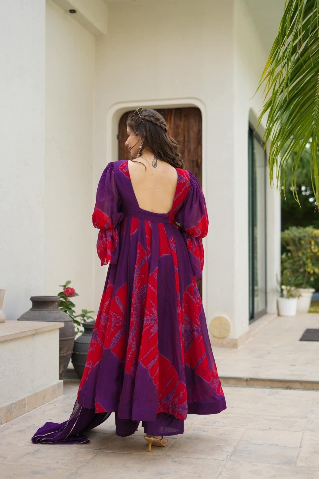 Vaibhavi purple organza suit set