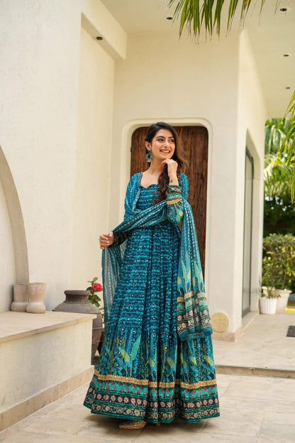 Whispering blue heavy maxi set