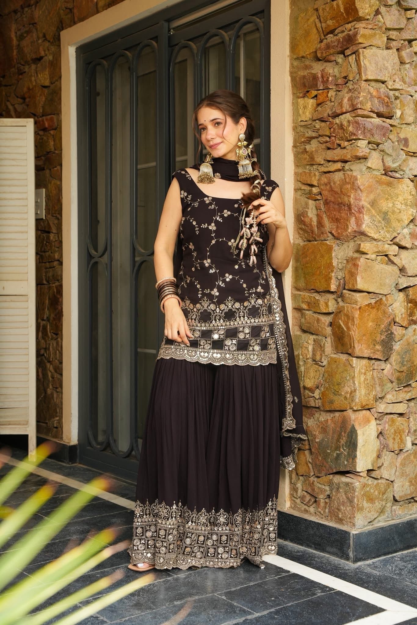 Mirzaa Brown Sharara Set