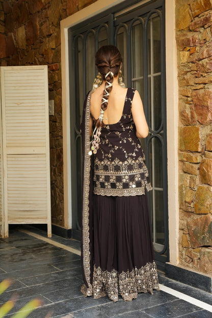 Mirzaa Brown Sharara Set