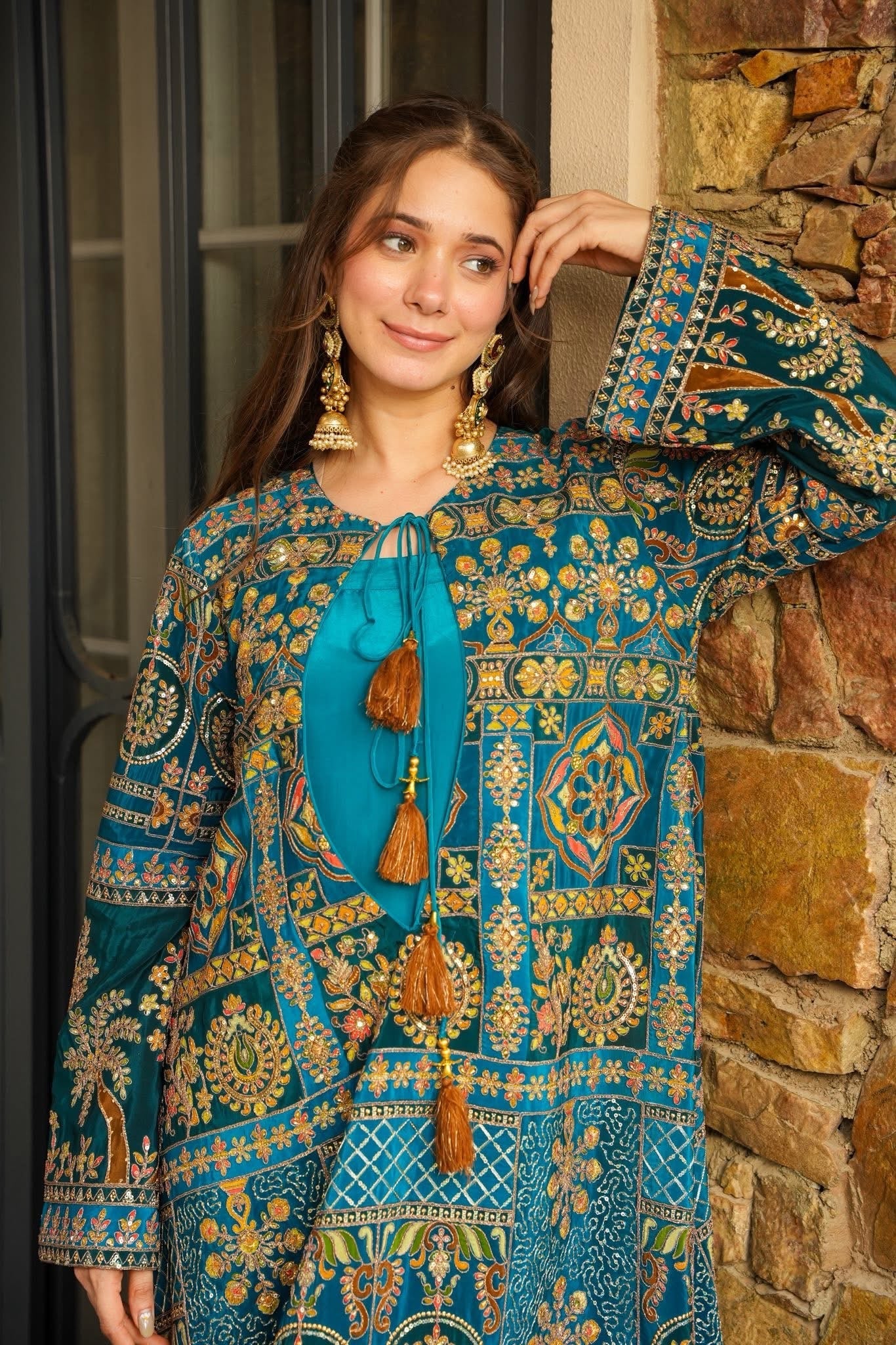 Teal Taj Ethnic Maxi Dress