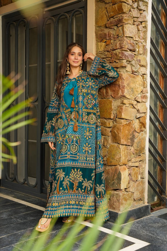 Teal Taj Ethnic Maxi Dress