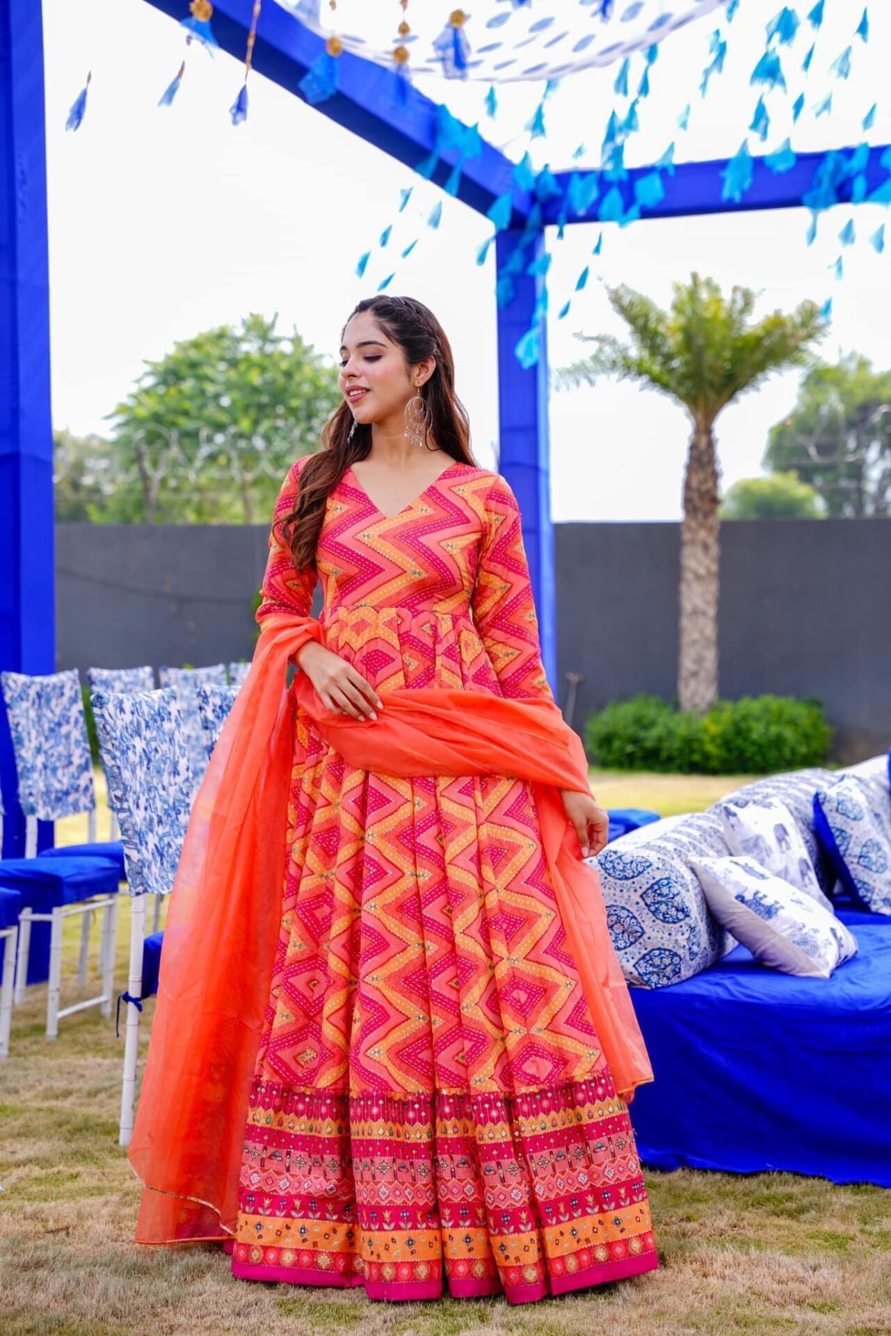 Red Shyla Embroidered Heavy V-Neck Maxi Set