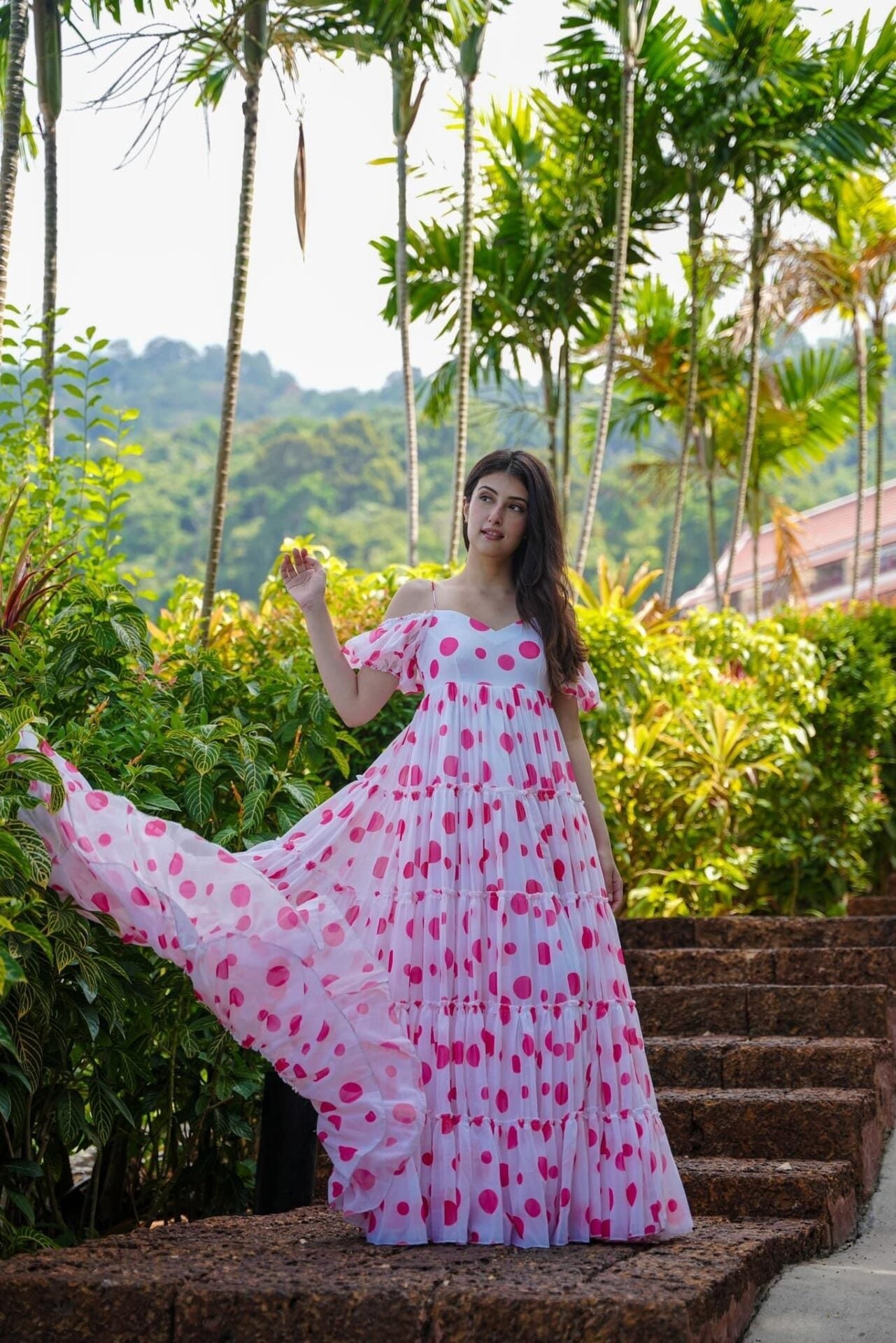 Elf polka dot georgette dress