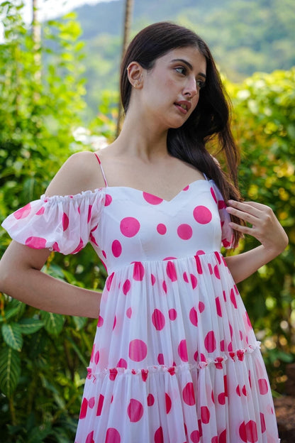 Elf polka dot georgette dress