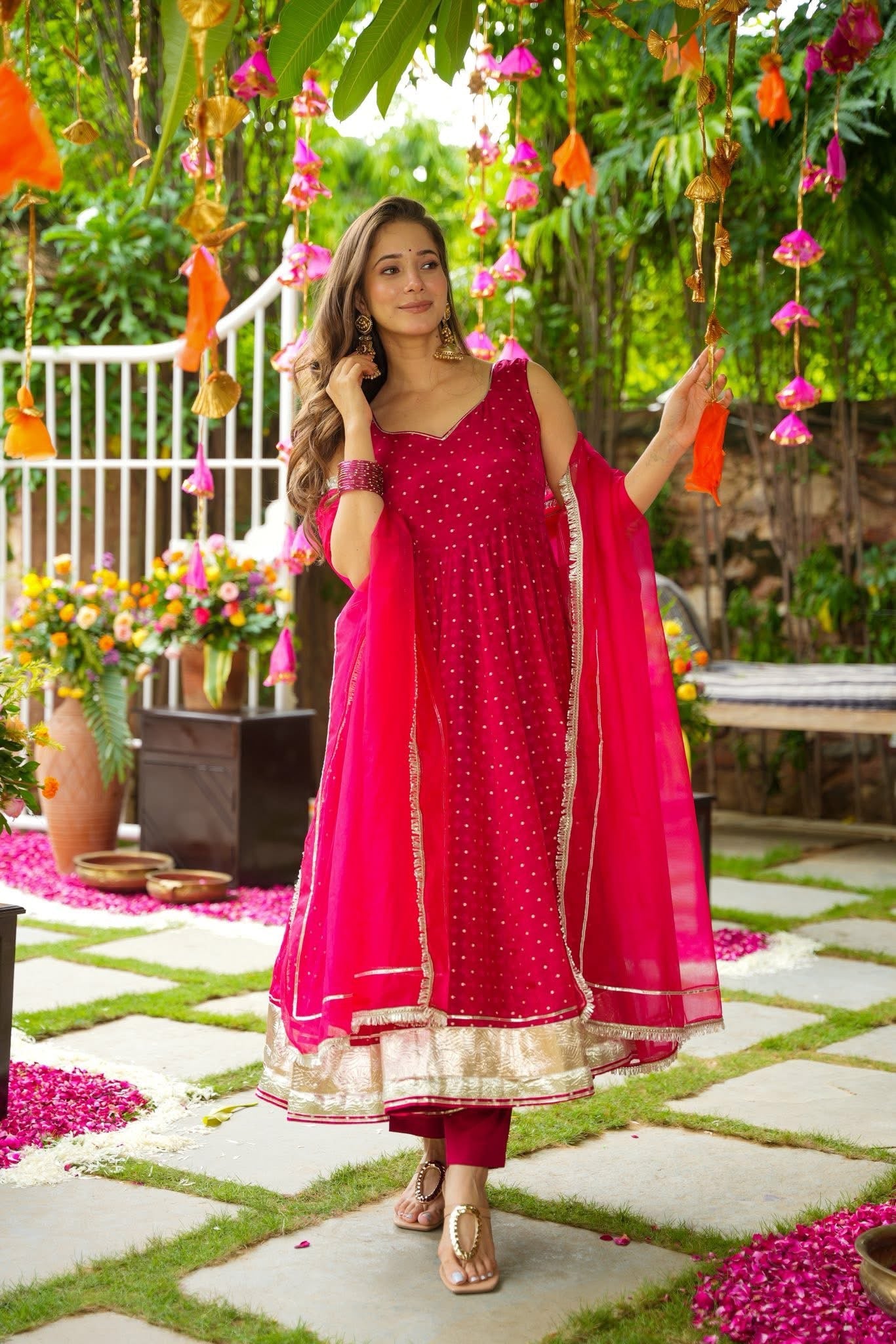 Phoolkari Organza Suit Set