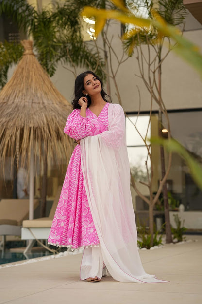 Ocean pink cotton suit set