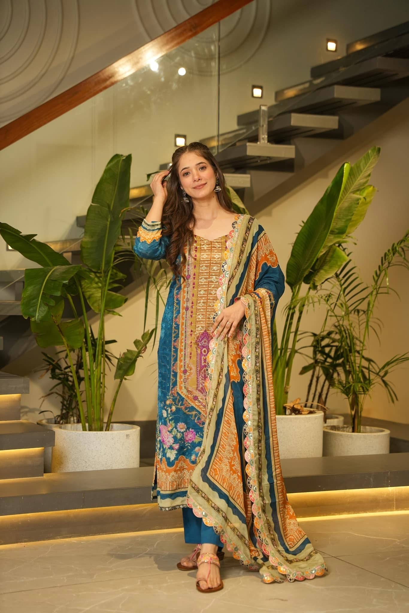 Mermaid wave muslin suit set