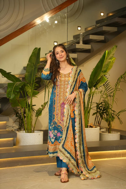 Mermaid wave muslin suit set