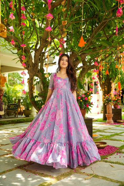 Lavina Floral Organza Maxi Dress