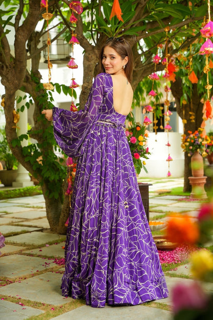 Wisteria Purple Chinon Maxi Dress