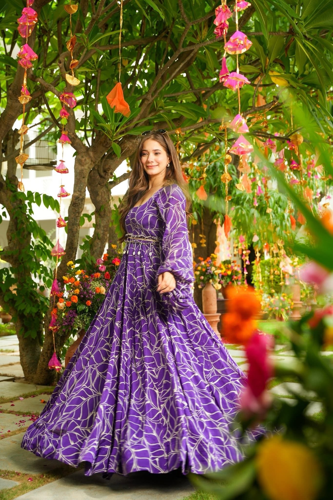 Wisteria Purple Chinon Maxi Dress