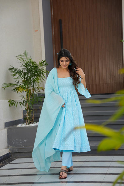 Florence cotton worked suit set