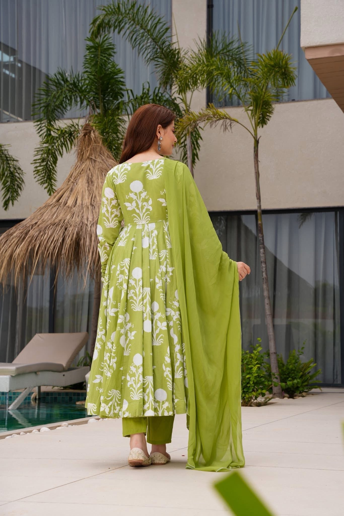 Lush Green Glow Cotton Suit Set