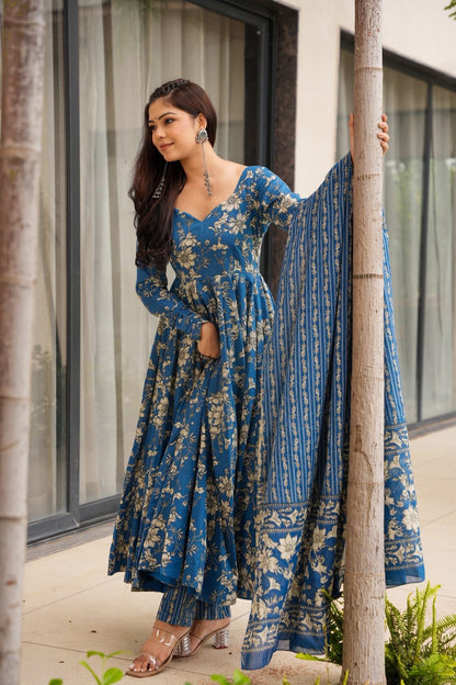 Ishya Blue Cotton Suit Set